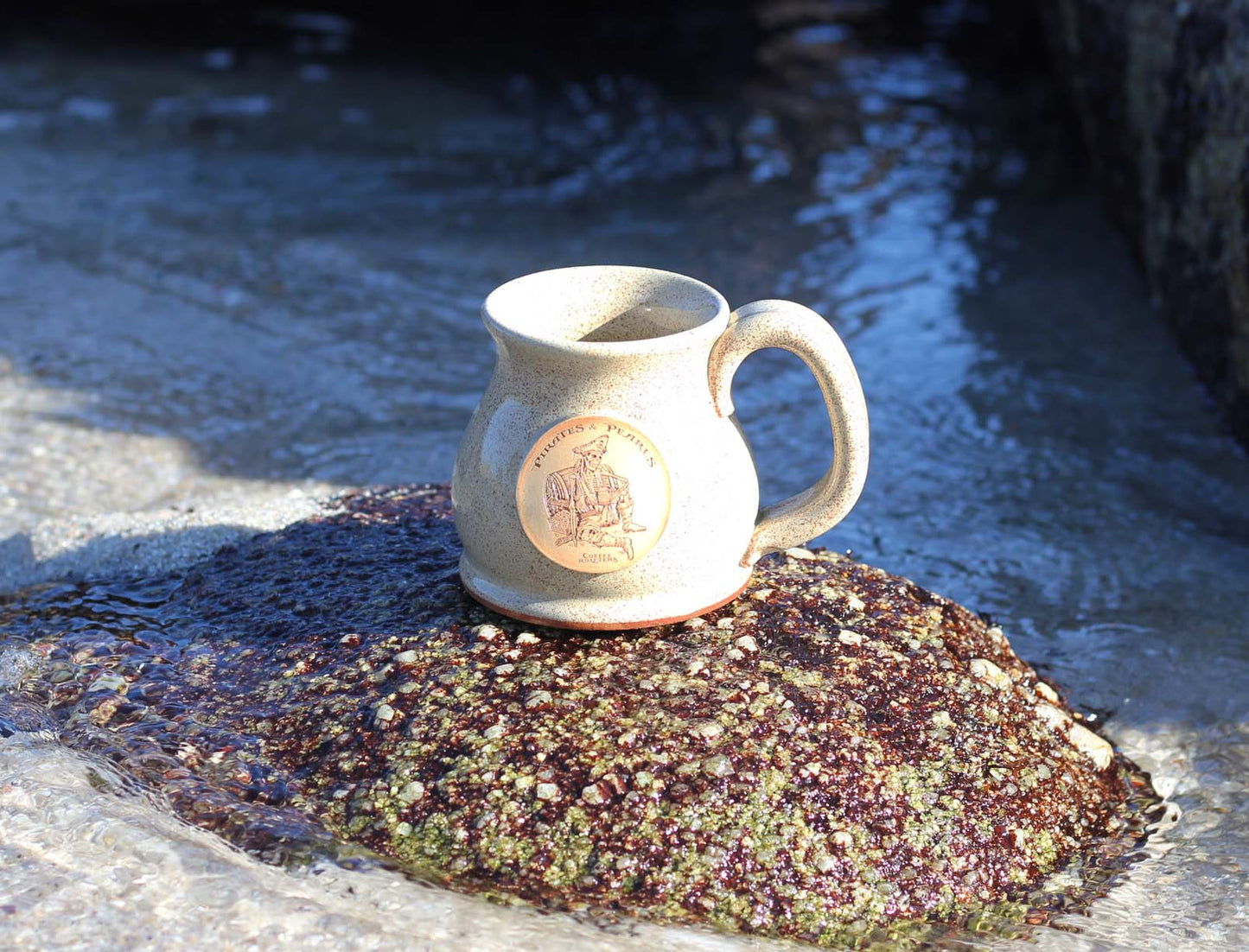 Pirates and Pearls Sands of Nassau Potbelly Stoneware Mug by Sunset Hill Stoneware Specialty Coffee Roasters Pacific Grove Beach