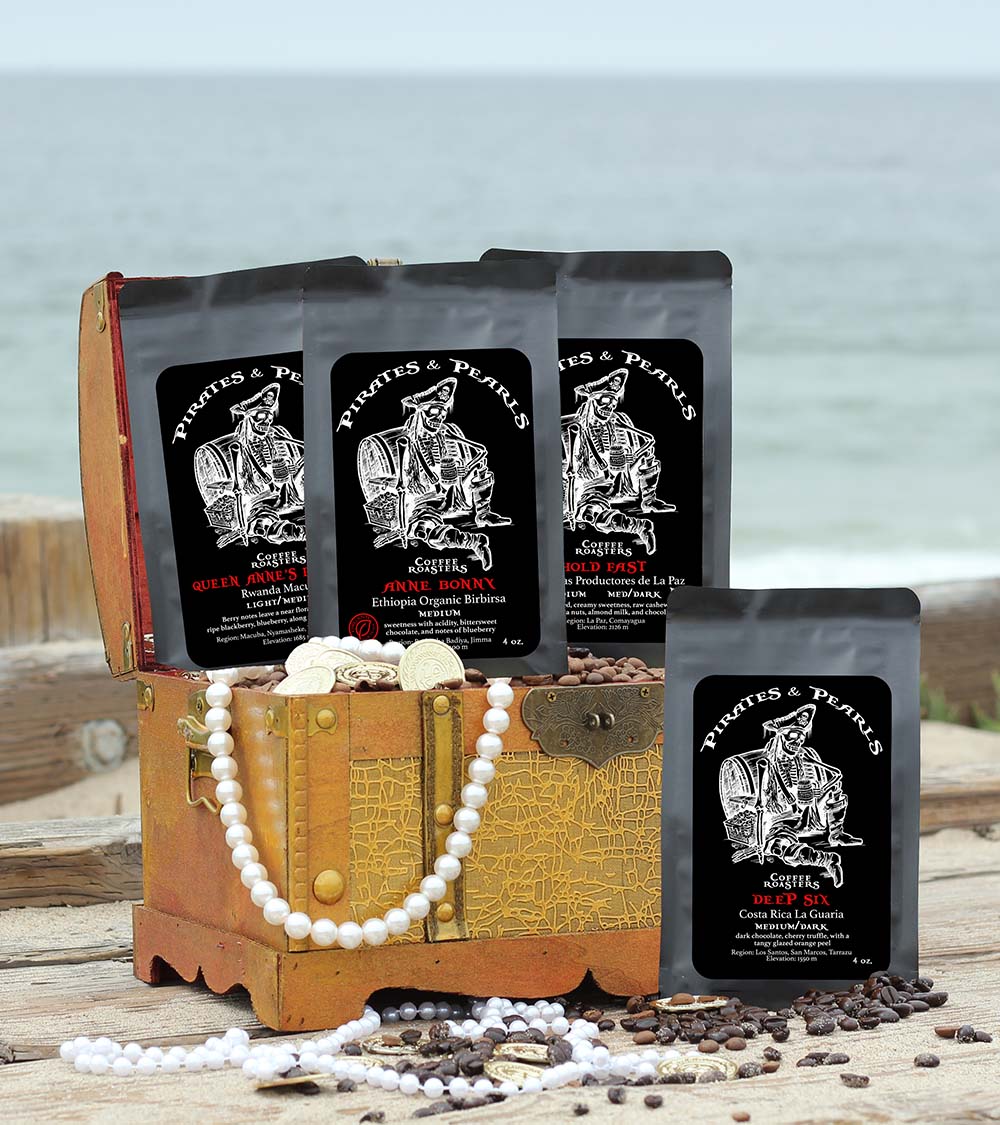 Pirates and Pearls Single-Origin Coffee Available 4 oz bags